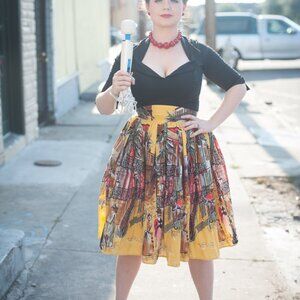 Trashy Diva French Quarter Gathered Skirt Size 8 Retro Vintage Circle Skirt